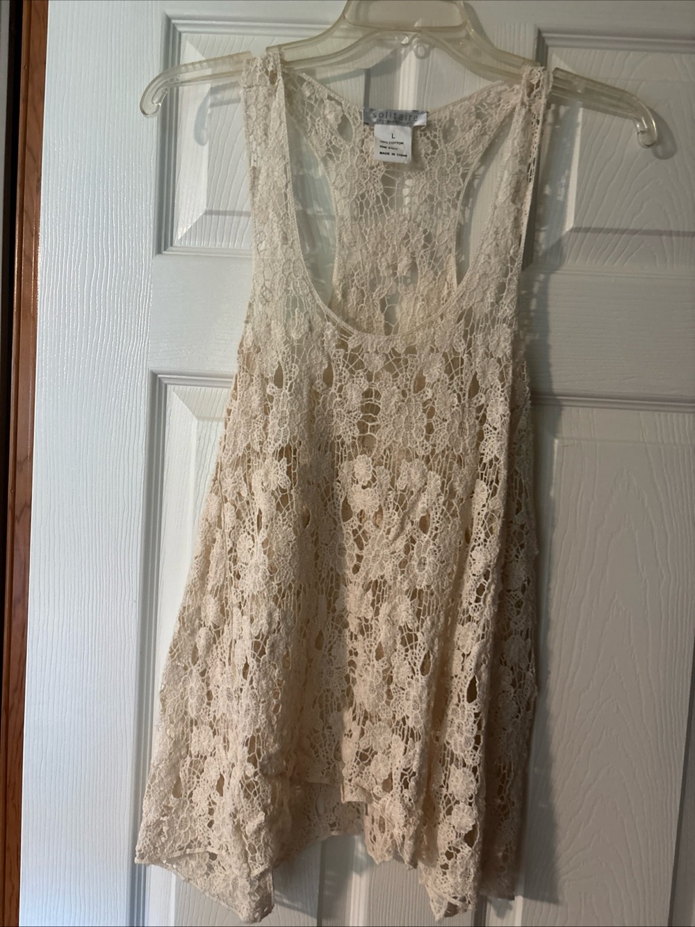 Solitaire Cream Lace Crochet Racerback Camisole